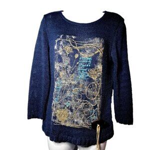 BELAMIE FRANCE sweater KNIT Sz M BEAUTIFUL BOHO CHIC MADE IN FRANCE STUNNING :-)